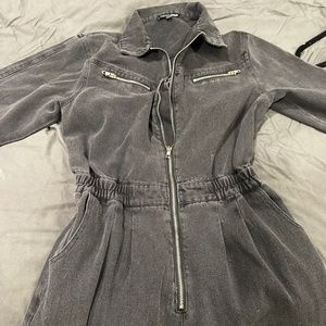 fashion nova black denim jumpsuit goodamerican